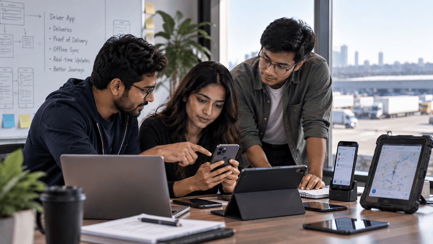 Mobile engineering workspace for testing logistics workflows across devices